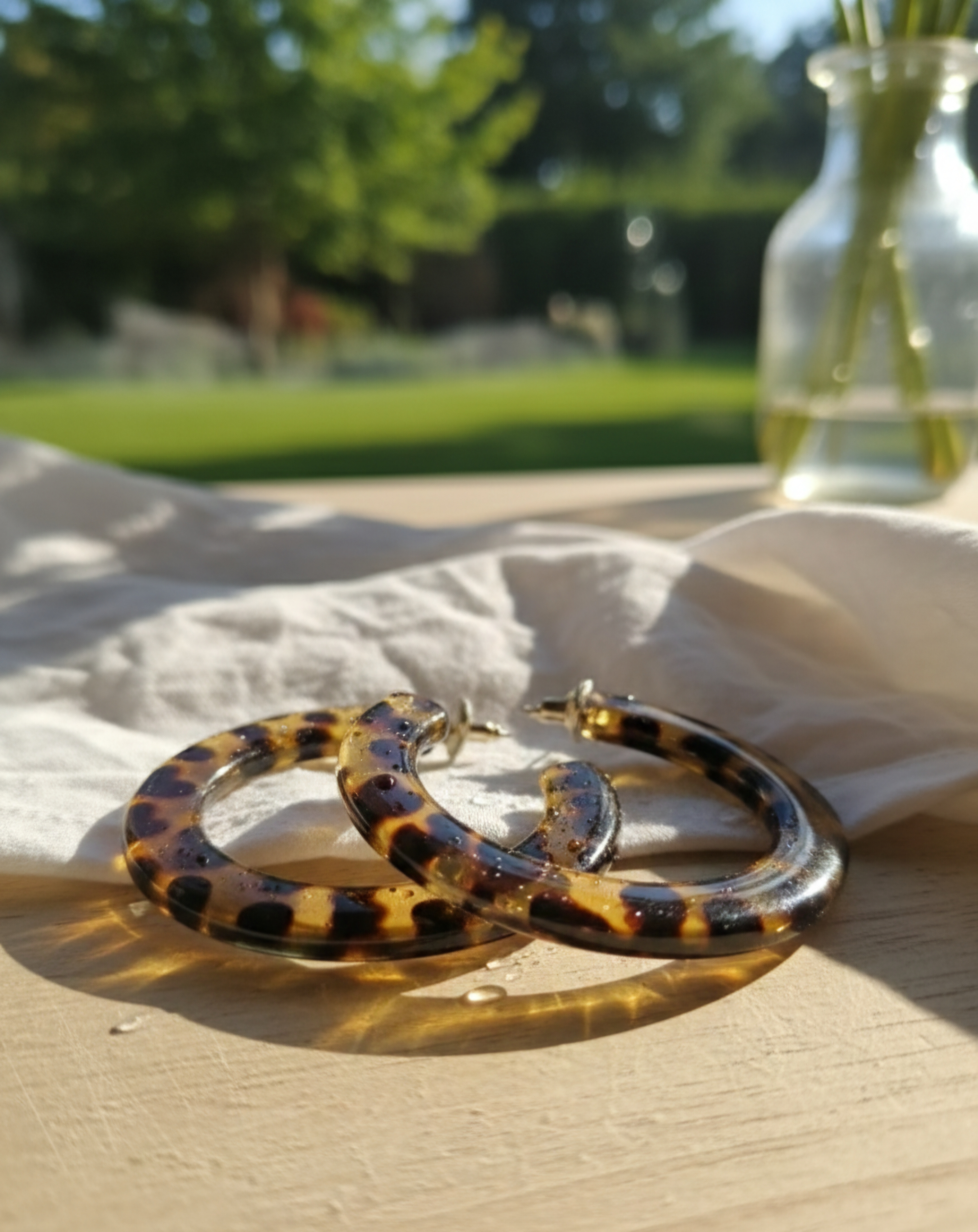 گوشواره میخی نیم حلقه ای پلنگی